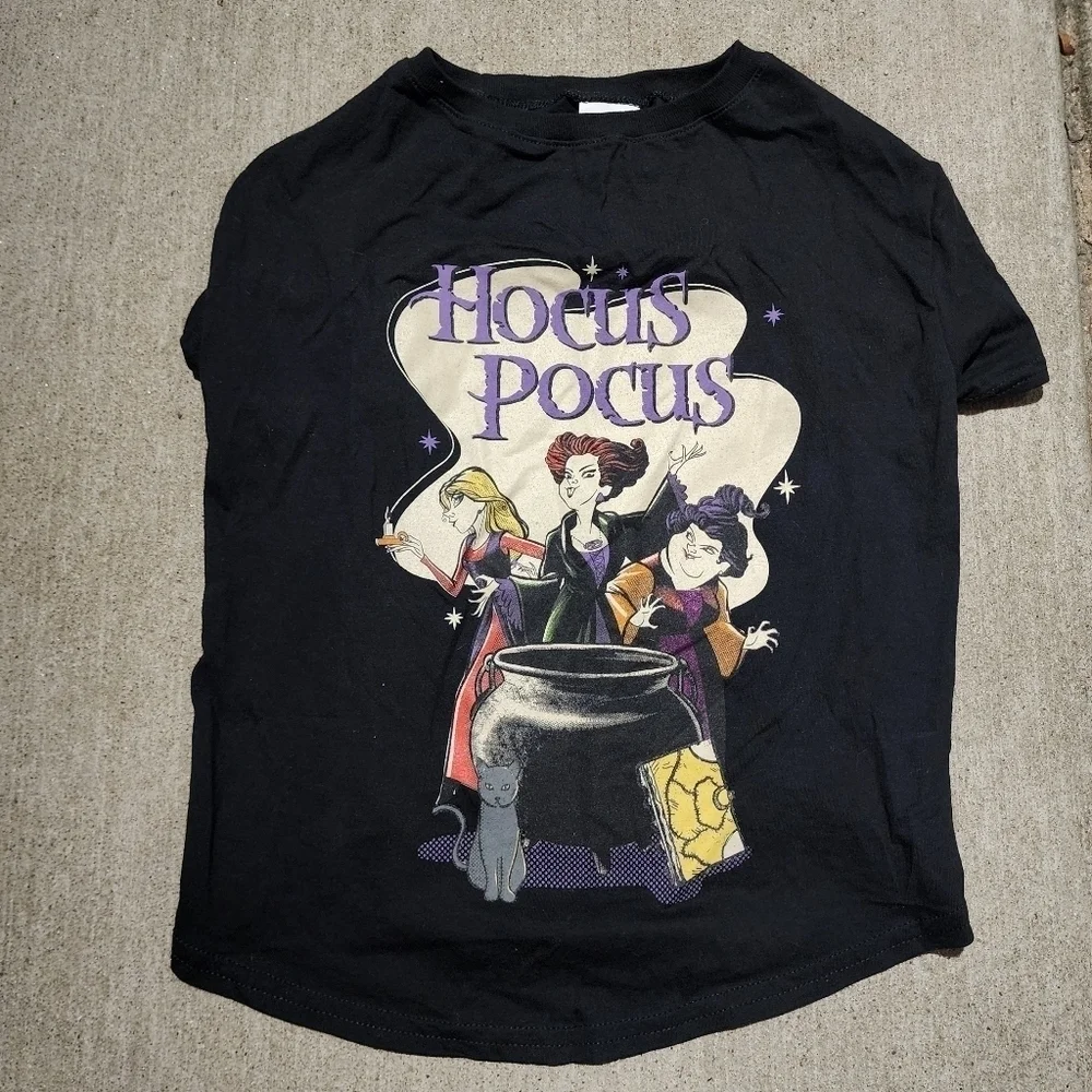 Disney Hocus Pocus Black Graphic Dog Tee T-shirt Size XL Pet Halloween Fall EUC